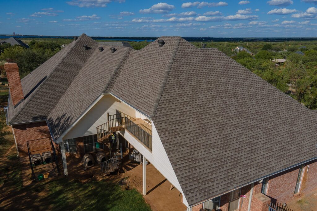overhead view of new roofing job